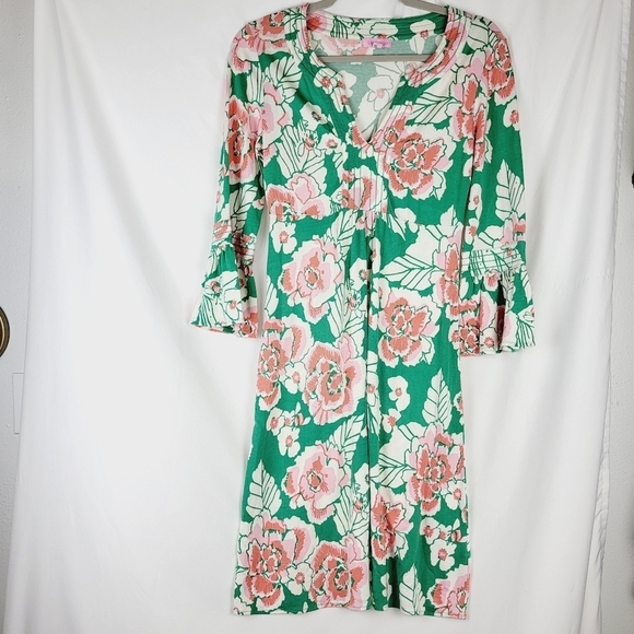 Lilly Pulitzer Twyla Take It Higher Silk Midi Dress Floral Green Pink Size Small - Picture 11 of 11